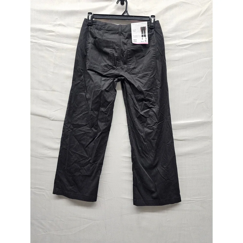 Social Standard Womens Crop Pants Black Cotton Blend Casual Size 6